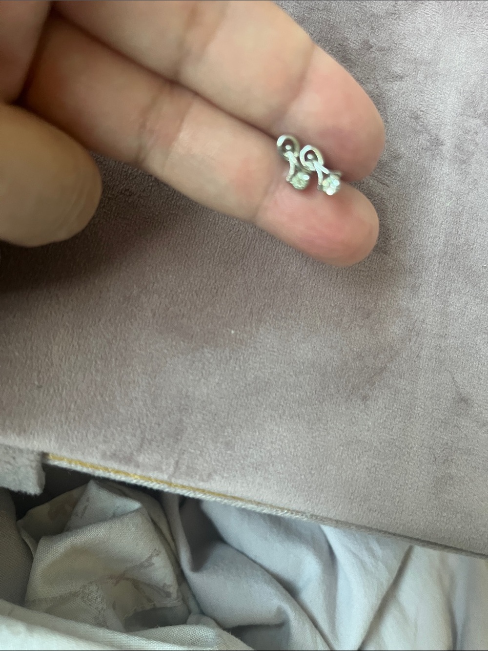 Silver Crystal Drop Stud Earrings